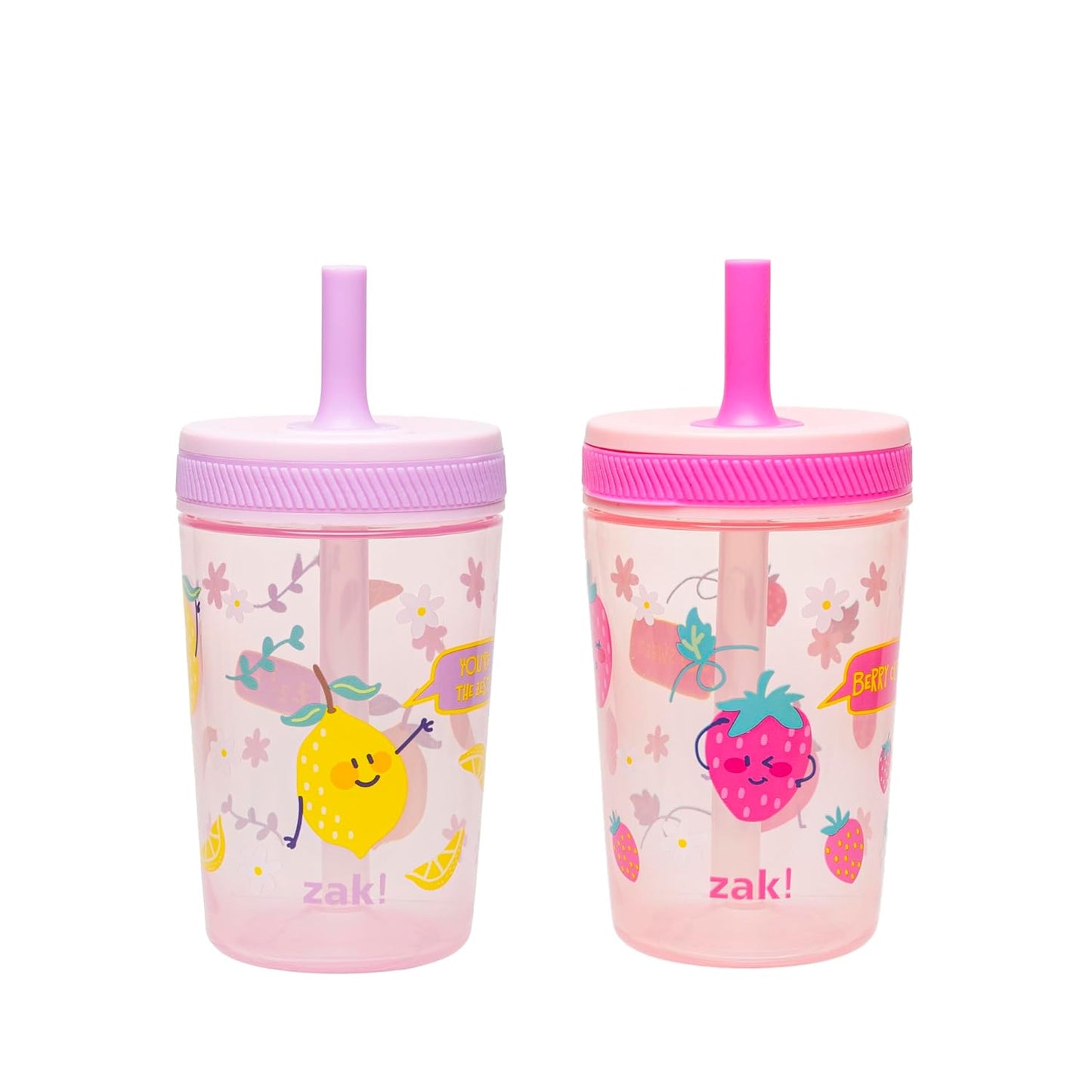 Zak Designs 15oz Bluey Kelso Tumbler Set, Leak-Proof Screw-On Lid with Straw Made of Durable Plastic and Silicone, Perfect Bundle for Kids, 2 Count (Pack of 1) - Colors B