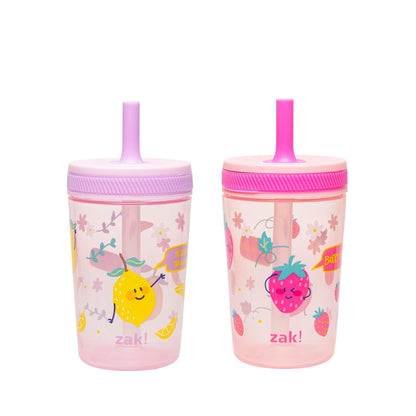 Zak Designs 15oz Bluey Kelso Tumbler Set, Leak-Proof Screw-On Lid with Straw Made of Durable Plastic and Silicone, Perfect Bundle for Kids, 2 Count (Pack of 1) - Colors B