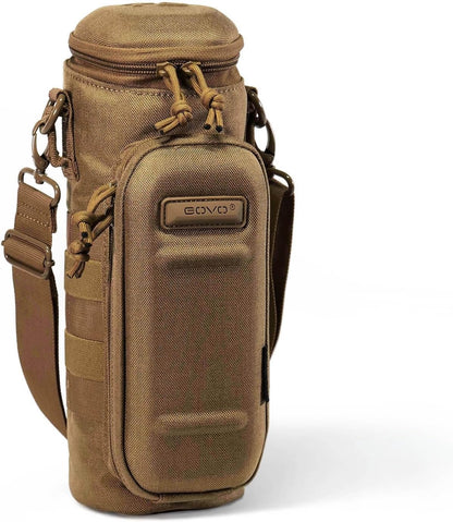 GOVO U1 Water Bottle Pouch with Zippered Hardshell Cap, Fits Up to 40oz Bottle, Molle System, Heavy Duty, Made With 100% Nylon