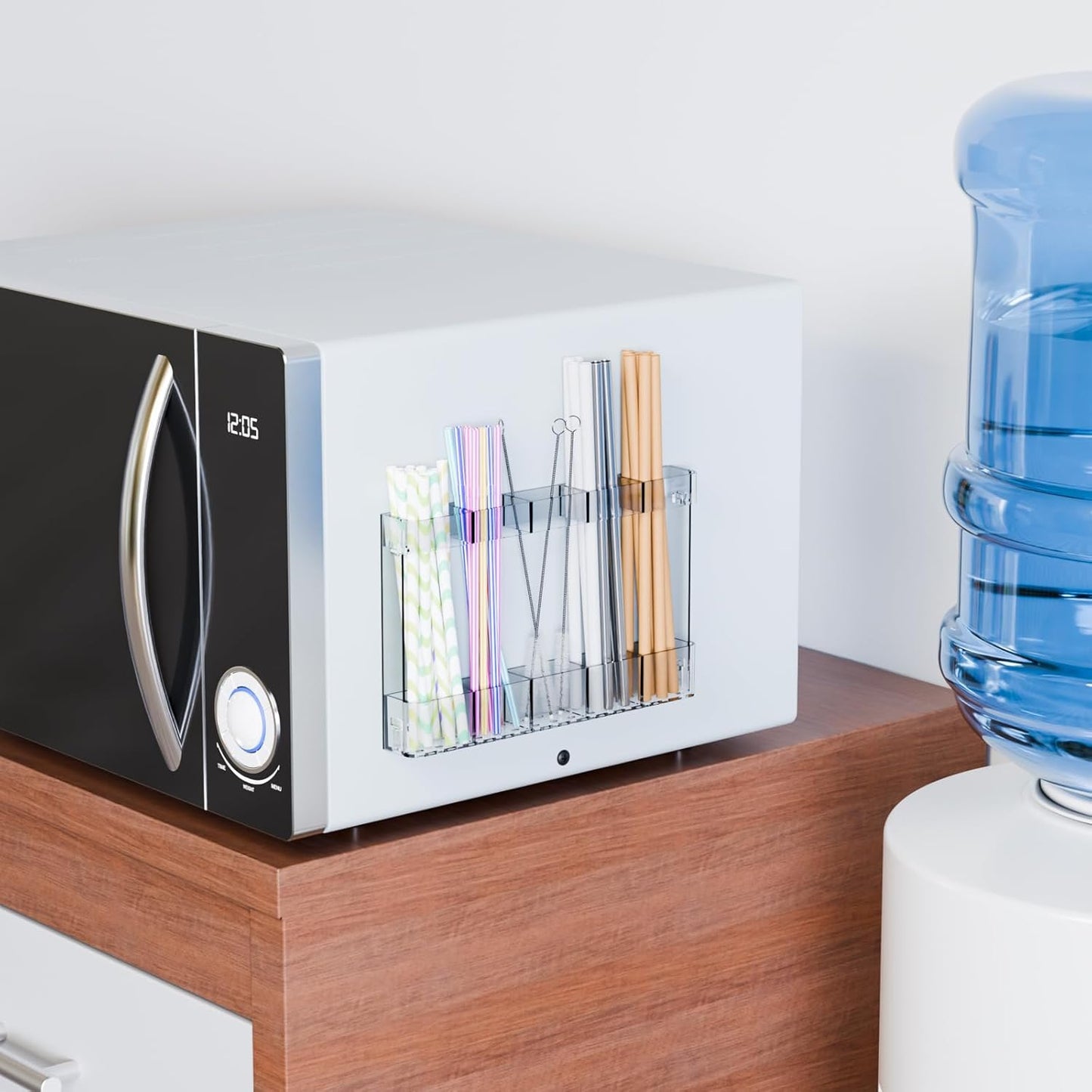 Yieach Acrylic Straw Holder for Cabinet Door- with Adhesive,No Damage Installation - 9.4 Inch Water Bottle,Cup,Drinking and Tumbler Reusable Straw Organizer Storage for Cupboard Door,Clear,Pack of 1