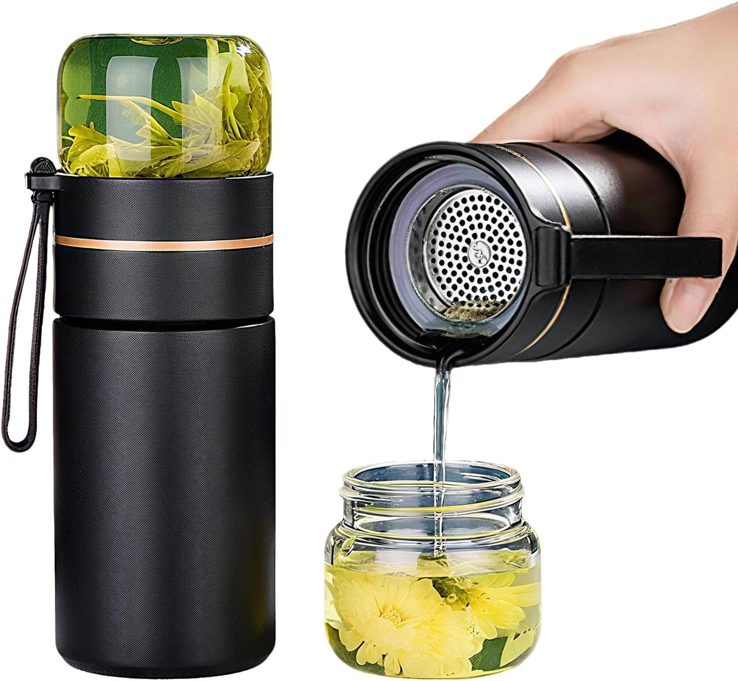 Glass Teapot With Infuser, Travel Tea Mug, Portable Loose Tea Infuser Bottle, Tea Cup With Infuser And Lid, Tea Mug With Infuser For Outdoor tea tumbler at Home