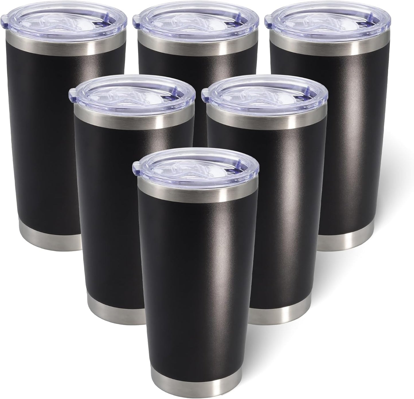 AIANJI 20oz Tumbler Bulk Stainless Steel Tumblers with Lid Vacuum Insulated Double Wall Travel Coffee Mug Powder Coated Tumbler Cup for Hot and Cold Drinks(Stainless Steel, 1 pack)