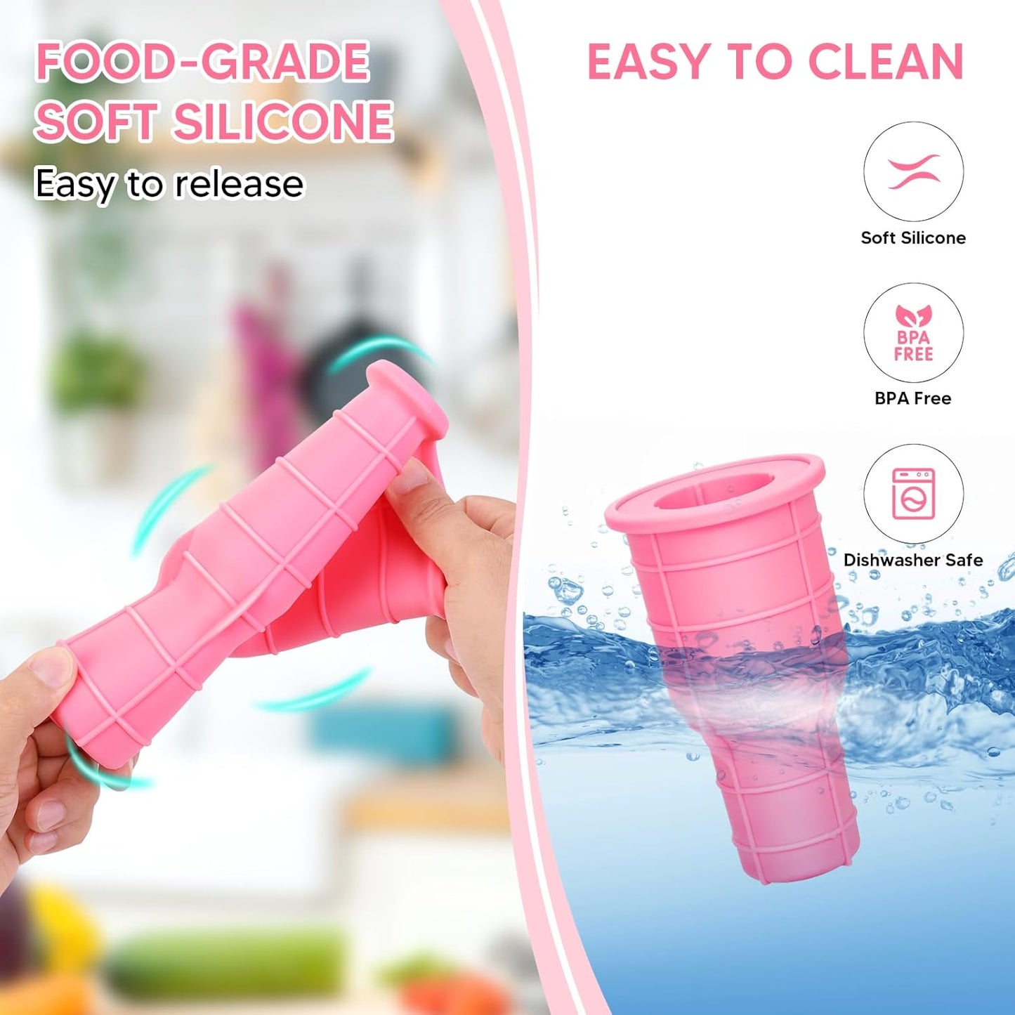 Ice Tray Mold for Stanley Cup 30 Oz-40 Oz, All-in-One Silicone Hollow Cylinder Ice Mold for Tumbler Stanley Cups,Easy Release Ice Cube Tray for Juice Coffee Whiskey Cocktail-Orange