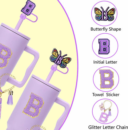 7pcs Cup Accessories for Stanley 30/40oz Tumbler, Handle Strap, Straw Cover, Silicone Boot, Letter Charm Stickers