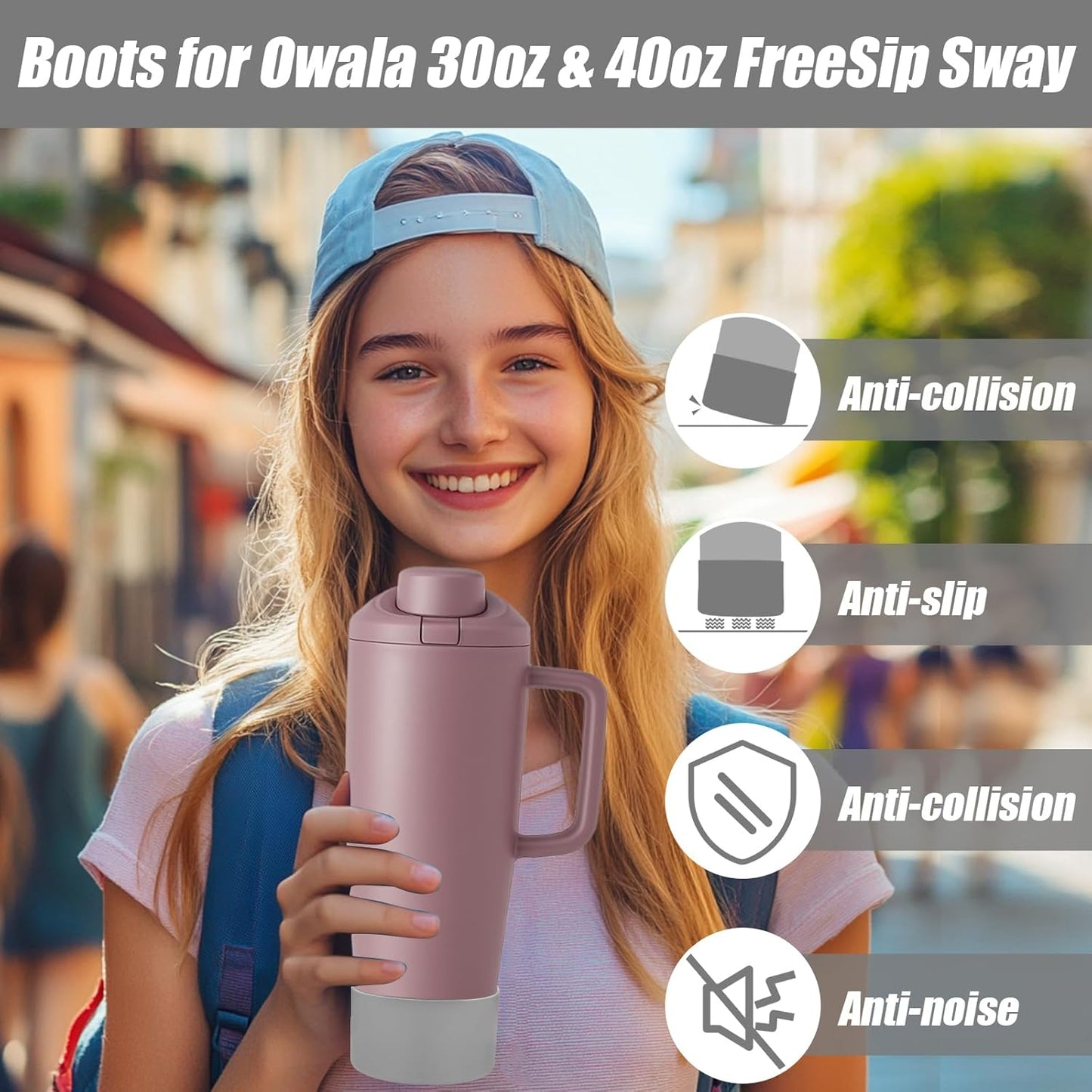 Mity rain 2PCS Protective Silicone Boots for Owala 30oz & 40oz FreeSip Sway Bottles & Tumblers - Accessories for owala, Enhances Stability & Prevents Scratches(Black Cherry)