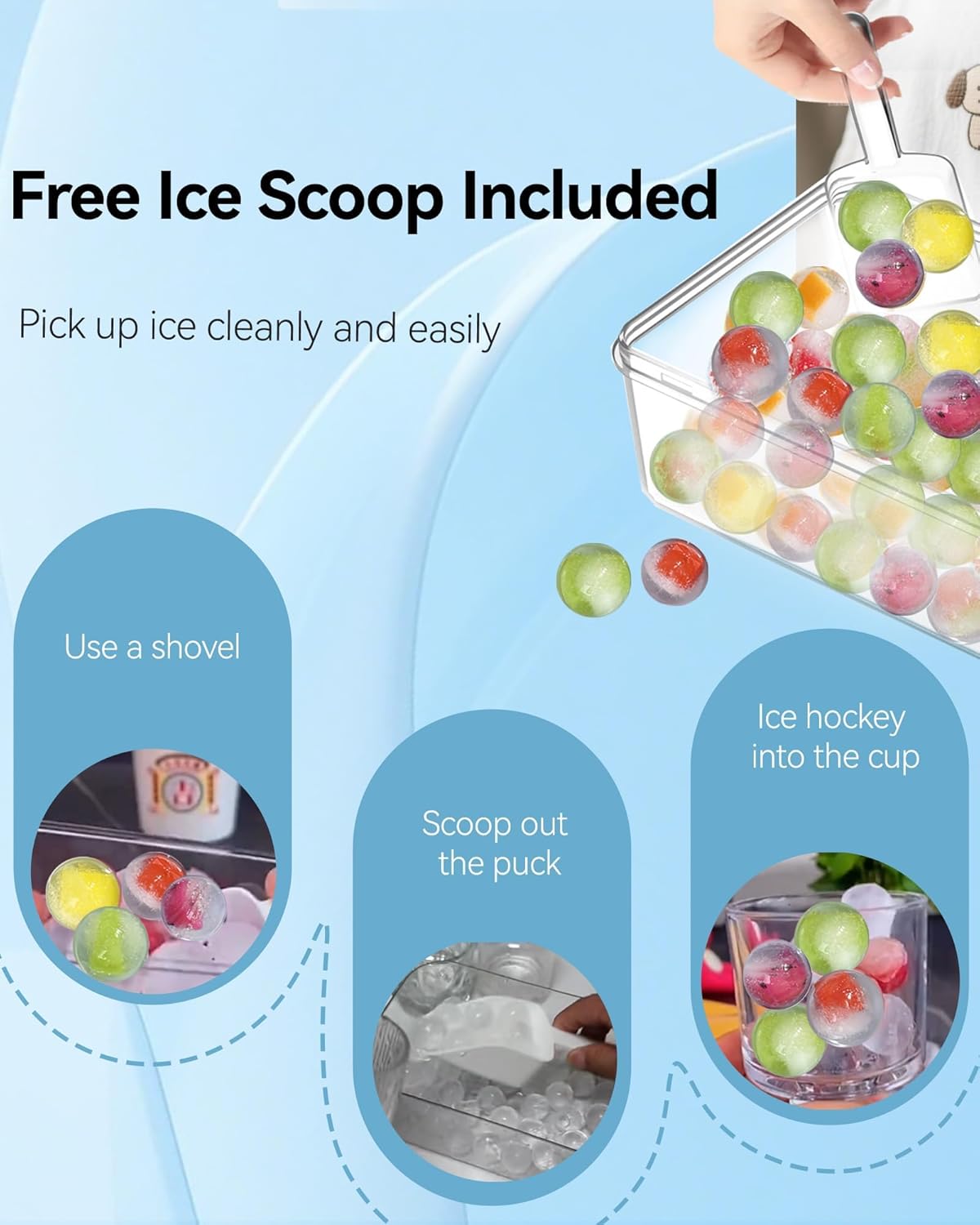Ice Cube Trays with Lid and Bin, BPA-Free Mini 0.8 Inch Sphere Ice Molds, 2-Pack Small Round Ice Ball Trays, Easy Release, Includes Scoop & Ice Storage Box for Cocktails, Coffee