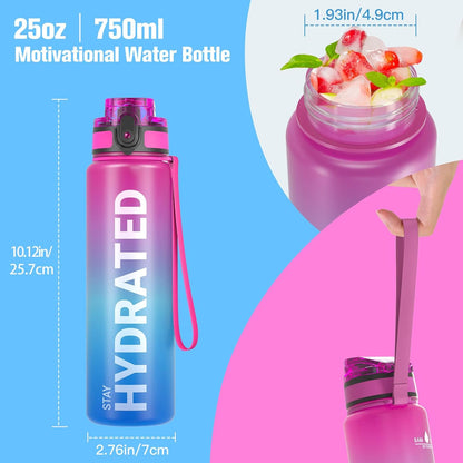 Sahara Sailor Water Bottle 32oz, Durable and Leakproof Water Bottles Motivational with Time Marker, Tritan, BPA Free, Wide Mouth with Easy Clean Brush for Gym, Travel, Home, School, Office (1 Bottle)