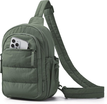 BAGSMART Small Sling Bag for Women, Puffer Crossbody Bag Purses Hobo Handbag Fanny Packs for Travel Hiking