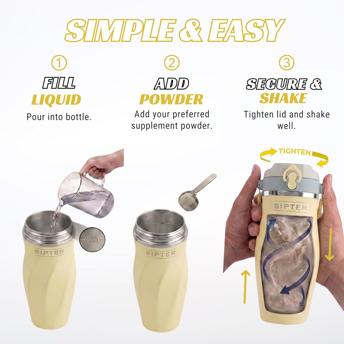 Earth Stone - 24oz Insulated Protein Shaker Bottle - Medical-Grade 316 Stainless Steel - Patent-Pending Clump-Free Design - Odor Proof & Leak-Proof Metal Blender Cup