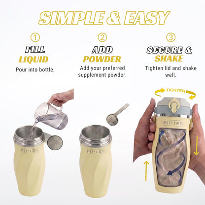 Earth Stone - 24oz Insulated Protein Shaker Bottle - Medical-Grade 316 Stainless Steel - Patent-Pending Clump-Free Design - Odor Proof & Leak-Proof Metal Blender Cup