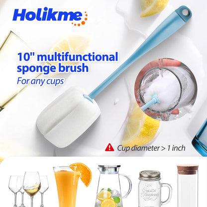 Holikme Bottle Brush Tube Cleaning Lab Set with Long Handle, Cup Cleaner for Washing Narrow Neck Beer Wine Decanter Pipes Lids Sinks Cap Covers, White