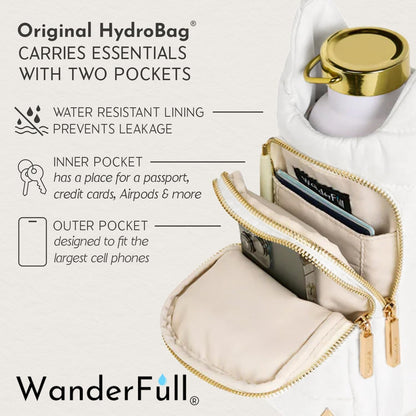 WanderFull Original HydroBag Fits Up to 32 oz Water Bottle Holder with Strap – Hands-Free Crossbody Water Bottle Carrier Bag with Phone Pocket - Colors A