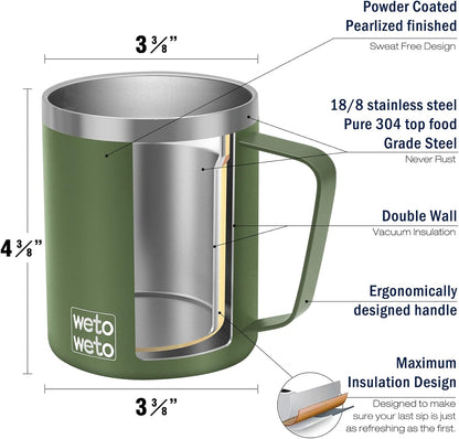 WETOWETO 14 oz Coffee Mug, Vacuum Insulated Camping Mug with Lid, Double Wall Stainless Steel Travel Tumbler Cup, Thermal Coffee Mug, Powder Coated Navy Blue