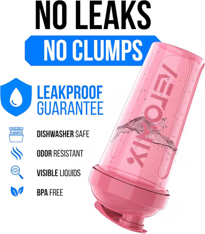 VELOMIX -2 Pack- 28 oz Protein Shaker Bottles for Protein Mixes - 2x Wire Whisk | Leak Proof Shaker Cups for Protein Shakes | Protein Shaker Bottle Pack (Black/Transparent)