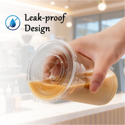 25 Pack 16 oz Clear Plastic Cups with Lids and Straws, Leak-Proof Disposable Iced Coffee Cups, BPA-Free PET Cold Drink Tumblers for Smoothie, Tea and Juice, Crystal Clear To Go Cups