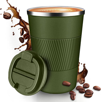 12OZ Travel Coffee Mug Insulated Coffee Cup with Spill Leak Proof Lid, Portable Stainless Steel Tumbler Reusable Hot and Cold Water Mug for Car, Daily, Camping- Blue