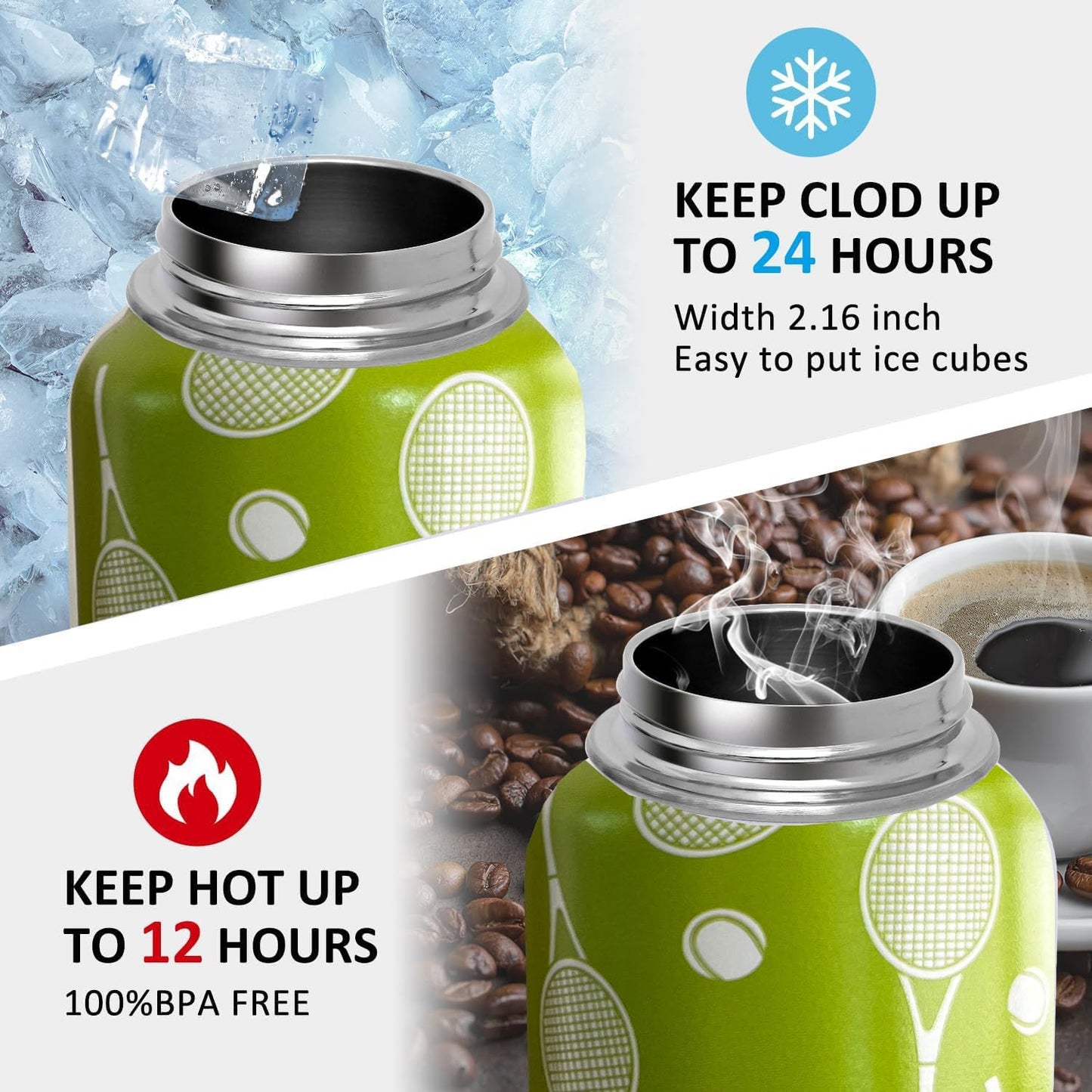 32oz Pickleball Water Bottle Insulated Vacuum Stainless Steel Tumbler Travel Mugs With Straw for Game Sport,Pickleball Accessories