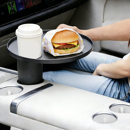 Car Tray 360° Rotating Cup Holder Table Organizer for Car Center Console Car Accessories Compatible with Most Vehicle
