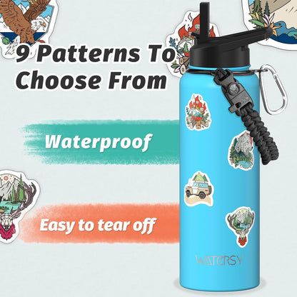 40oz Insulated Water Bottle (Cold for 48 Hrs),BPA Free&Leak Proof,Stainless Steel Water Flask,Water Jug with Straw Spout Lids for Gym,Hiking,Travel,Black Blue