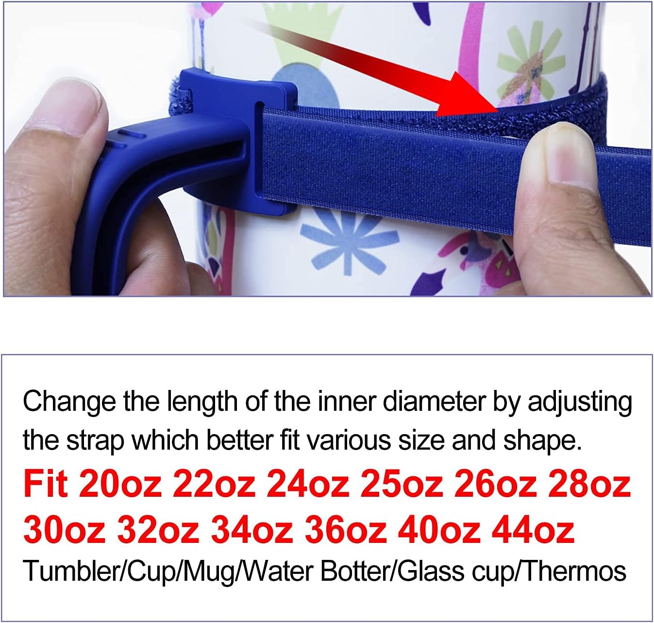 11 Colors Anti-Slip Adjustable Tumbler Cup Handle Fit 20 Oz to 44 Oz of YETI, RTIC, Ozark Trail, Simple Modern, SIC, SUNWILL, Tervis and More Brand Travel Tumbler Cup Mug NO Brand Limitid Black