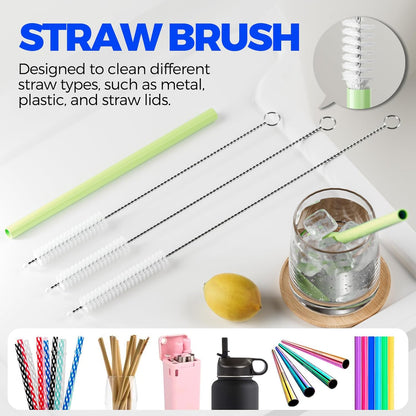 6 PACK Holikme 4 in 1 Cup Lid Cleaning Brush Set with 3 Straws, Multifunctional Bottle Brush, Silicone Cup Lid Gap Cleaner, Durable Bristle Crevice Cleaning Brush,Flat End Brushes,Navy & Black & Olive