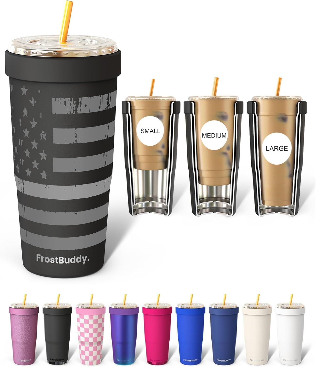 Frost Buddy Togo Buddy | 30 oz Stainless Steel Vacuum Insulated Tumbler | To Go Coffee Cup – Iced Coffee Cups, Iced Coffee Sleeve, Travel Mug, Thermal Cup for Hot & Cold Drinks, Dunkin Cup (Pencil) - Colors A