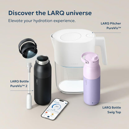 LARQ Bottle Filtered – Insulated Stainless Steel Water Bottle with Filter Straw, Removes Chlorine, PFAS Lead, BPA-Free Leak Proof Flip Top, 24h Cold for Travel Gym Office, 25 oz, Obsidian Black