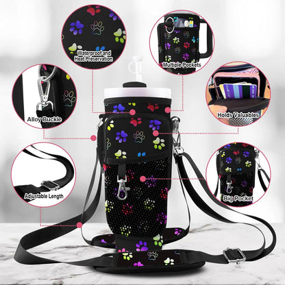 Stanley Carrier Bag for Stanley 40oz/30ozTumbler with Phone with 2 Adjustable Strap,3 Pockets Bottle Stanley Cup Carrier Bag & Case,Accessories for Hiking Travelling
