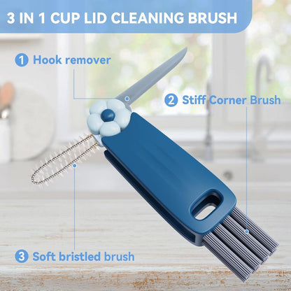 3 in 1 Cup Lid Gap Cleaning Brush Set, Multifunctional Bottle Cleaning Brush, Cup Lid Gap Cleaner, Home Kitchen Crevice Brush Tools(Multicolor)