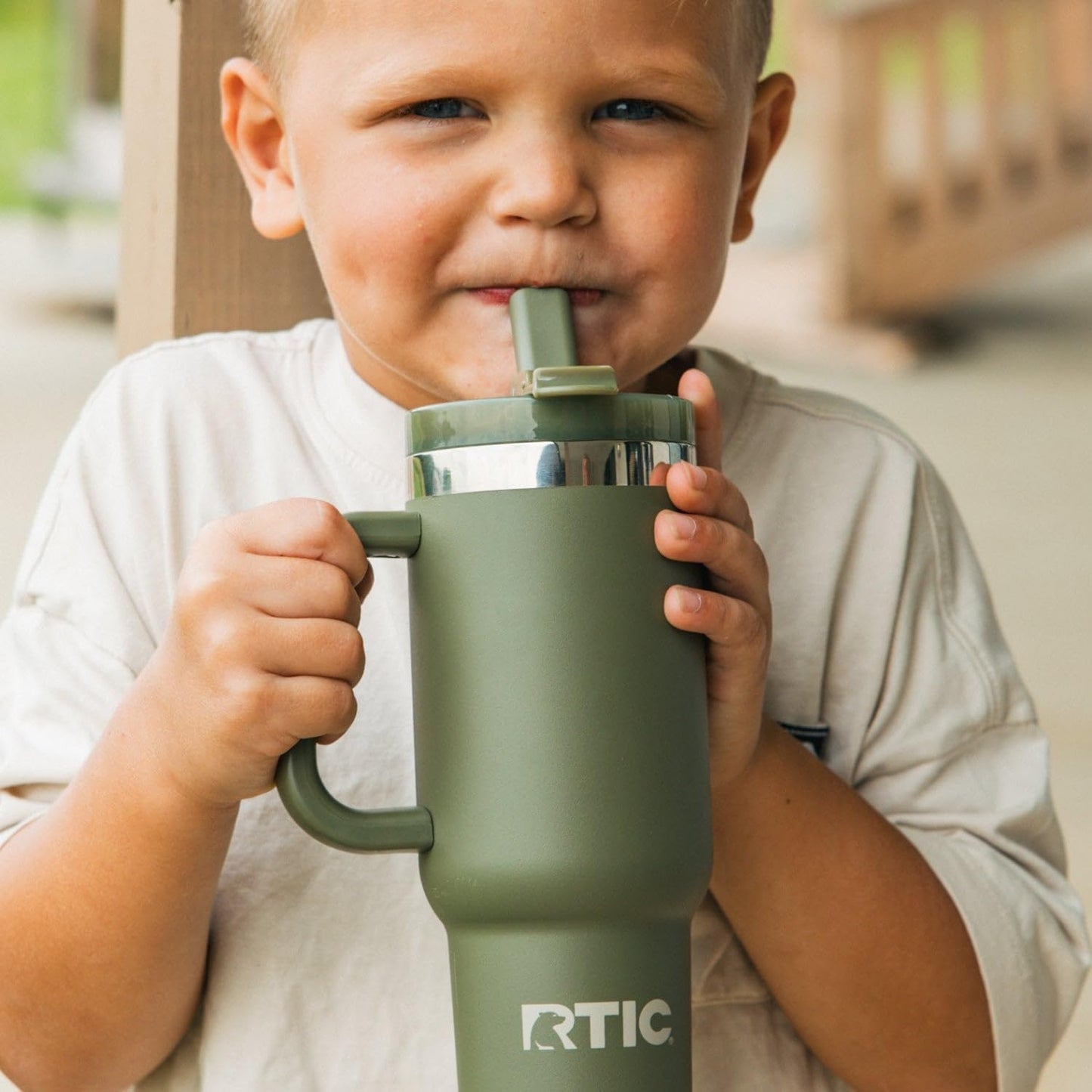 RTIC Little Road Trip Tumbler 16oz for Kids with Straw Lid and Handle, Ceramic Lined, Insulated Stainless Steel Travel Water Mug Cup, Leak-Proof, RTIC Ice Glitter