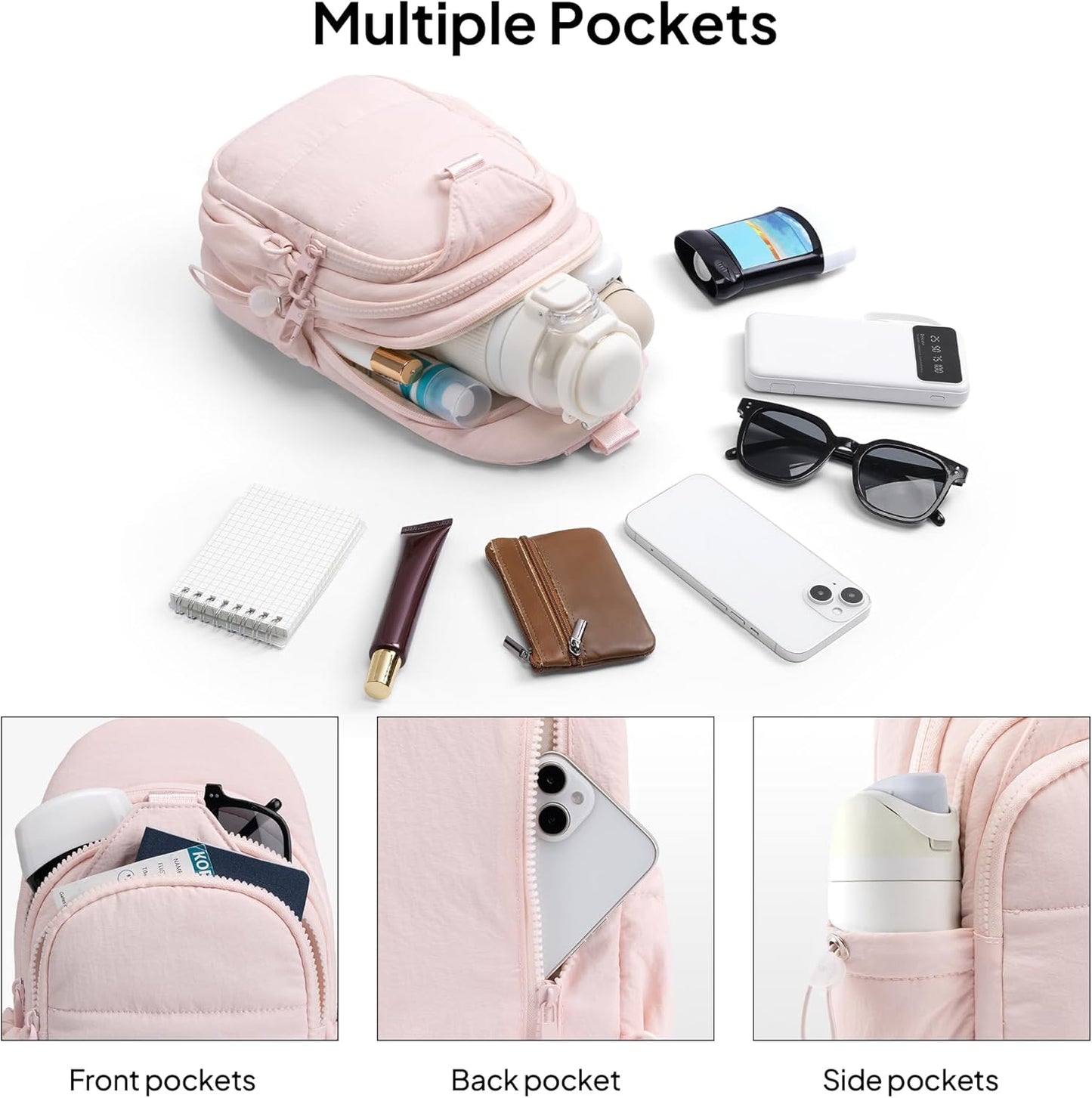 TOPEAST Sling Bag for Women, Anti-Theft Crossbody Bag with RFID Blocking & Water Bottle Holder for Travel, Water-resistant