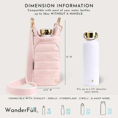 WanderFull Original HydroBag Fits Up to 32 oz Water Bottle Holder with Strap – Hands-Free Crossbody Water Bottle Carrier Bag with Phone Pocket - Colors B