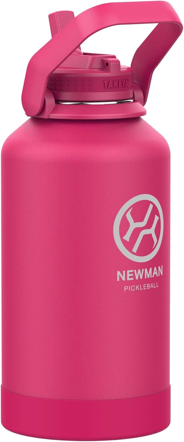 Takeya Pickleball Stainless Steel Insulated Water Bottle with Choice of Lid and Carry Handle, 32 Ounce, Dropshot Teal