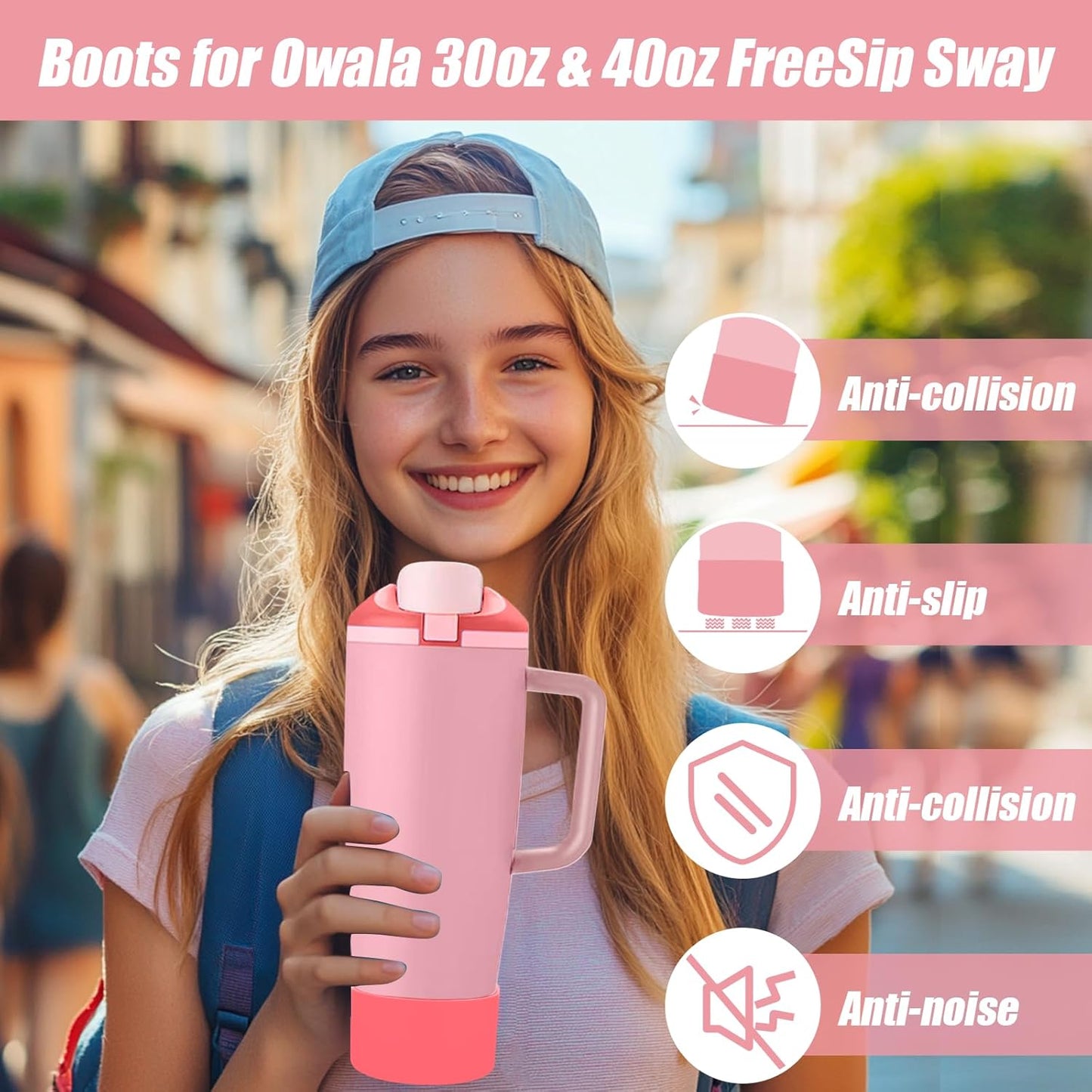 Mity rain 2PCS Protective Silicone Boots for Owala 30oz & 40oz FreeSip Sway Bottles & Tumblers - Accessories for owala, Enhances Stability & Prevents Scratches(Black Cherry)