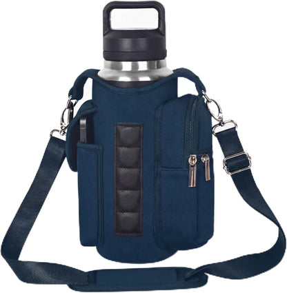 Magnetic Gym Tote,18-40oz Water Bottle Bag Holder,Neoprene Case Pouch with Phone Pocket,Men Women Workout Accessories