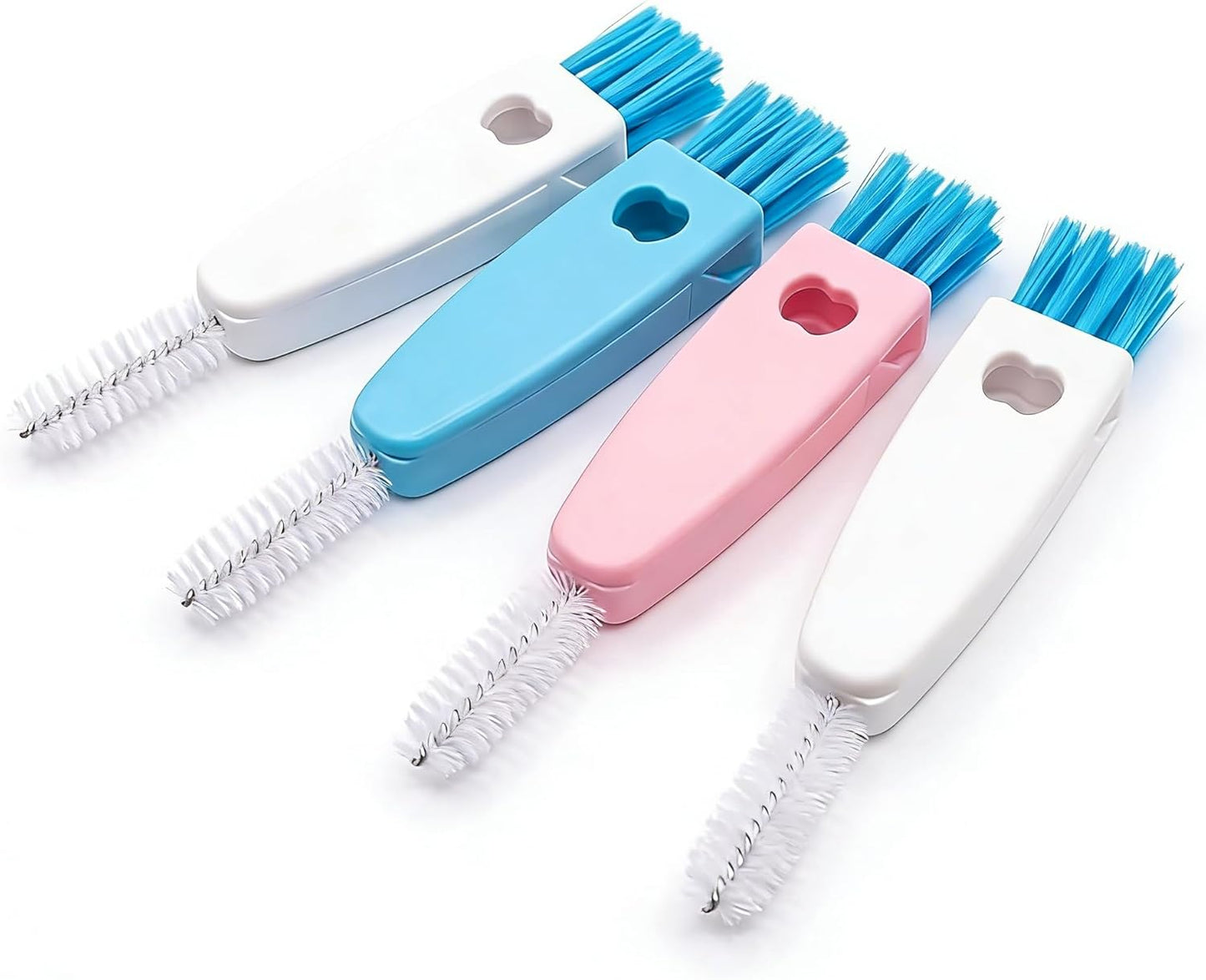 3 in 1 Cup Lid Gap Cleaning Brush Set, Multifunctional Bottle Cleaning Brush, Mutipurpose Tiny Silicone Cup Holder Cleaner, Home Kitchen Cleaning Tools (White)