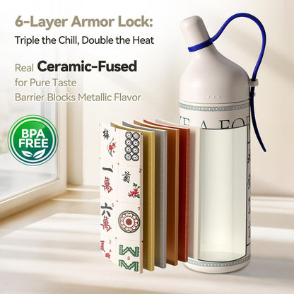 20oz Artic Ceramic Lined Coffee Tumbler, 3D Floral Print Design, Insulated Stainless Steel Travel Mug with Lid and Straw, BPA-Free Leak-Proof for Hot & Iced Coffee Tea, Unique Gifts for Women
