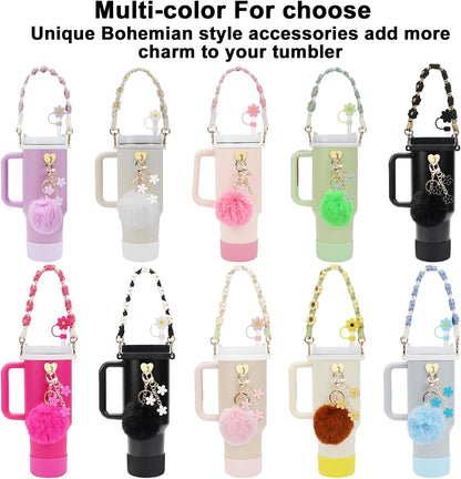 3tyto 13 Pcs Stanley Cup Accessories Set Including Water Bottle Handle Strap, Siliocne Stanley Cup Boot, Siliocne Straw Cover, Stanley Charms for Stanleys Cup 40oz & 30oz Tumbler