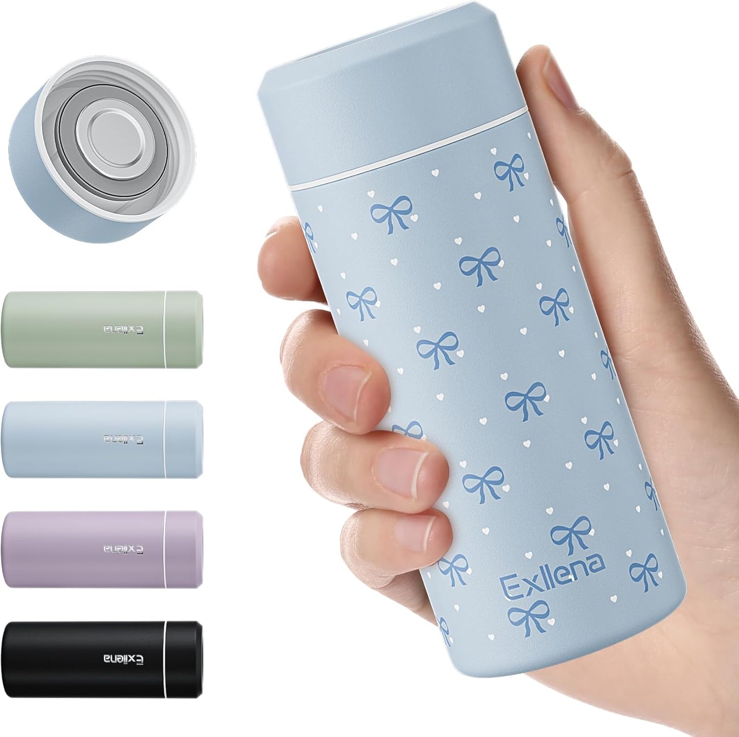 【Upgraded】Exllena Small Insulated Water Bottle 12 oz/350ml– Mini Insulated Water Bottle for Hot & Cold Drinks, Perfect Small Water Bottle for Travel, Purse...(Greyish Blue)