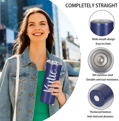 8 Pack 20 Oz Straight Skinny Tumblers, Individually Gift Boxed Stainless Steel Slim Skinny Tumbler Set Bulk, 20 Oz Insulated Slim Thin Travel Tumbler Cup for Diy, Silver
