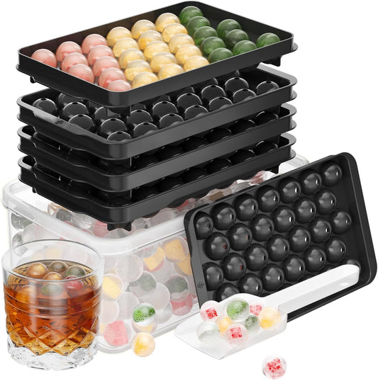 Optish 3 Pack Ice Trays for Freezer, 99 PCS Ice Cube Tray with Lid and Bin, Round Ice Cube Mold, Circle Ice Maker for Chilling Drinks (0.8 inch, Pink)
