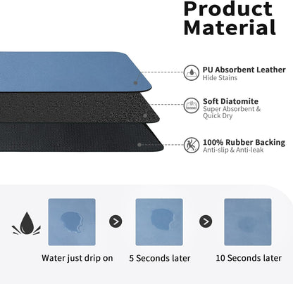HotLive Dish Drying Mat for Kitchen Counter, Heat Resistant Drainer Mats with Non-slip Rubber Backed, Hide Stain Kitchen Super Absorbent Draining Mat, Easy to Clean Dish Rack Pad, Dark Grey 16"x18"