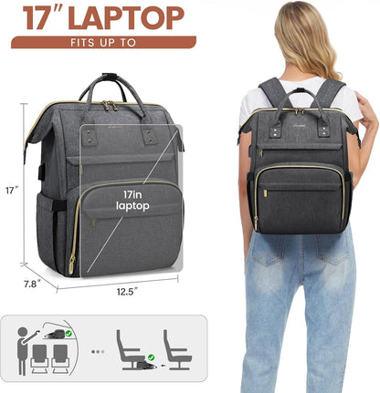LOVEVOOK Laptop Backpack for Women with Giant Tumbler Holder Pocket,15.6 inch Waterproof Travel Backpack Purse Computer Laptop Bag,Professional Work College Nurse Teacher Backpack Casual Daypack,Black