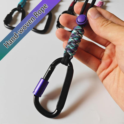 Paracord Keychain/Carabiner Clip - Jaymokes D Ring Metal Hook for Water Bottle, Key, Backpacks and More