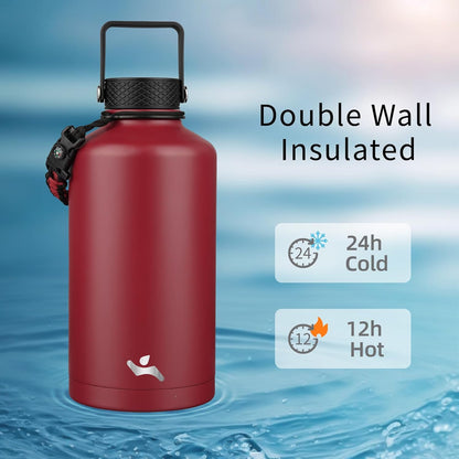 Konokyo 22oz Stainless Steel Bottles with 3 Lids Sport Insulated Water Bottle,Mint