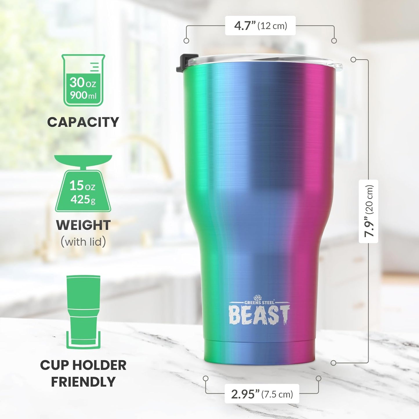 Beast 10 oz Tumbler Stainless Steel Vacuum Insulated Coffee Ice Cup Double Wall Travel Flask (Arctic White)