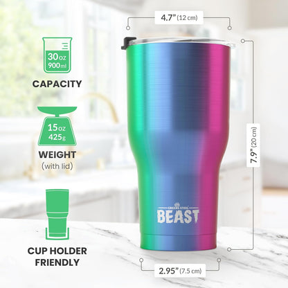 Beast 10 oz Tumbler Stainless Steel Vacuum Insulated Coffee Ice Cup Double Wall Travel Flask (Arctic White)