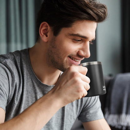 WETOWETO 14 oz Coffee Mug, Vacuum Insulated Camping Mug with Lid, Double Wall Stainless Steel Travel Tumbler Cup, Thermal Coffee Mug, Powder Coated Navy Blue