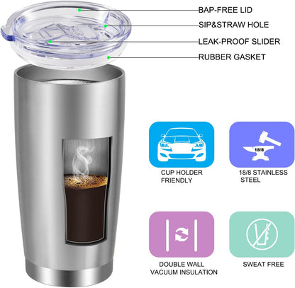 VEGOND 20oz Tumbler with Lid and Straw Stainless Steel Tumbler Cup Bulk Vacuum Insulated Double Wall Travel Coffee Mug Powder Coated Coffee Cup, Black, 12 Pack
