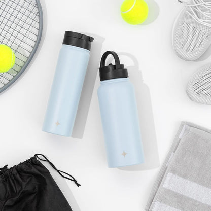 JoyJolt Triple Insulated Water Bottle with Straw Lid AND Flip Lid! 22oz Water Bottle, 12 Hour Hot/Cold Vacuum Insulated Stainless Steel Water Bottle. BPA-Free Leakproof Water Bottles - Thermos Bottle